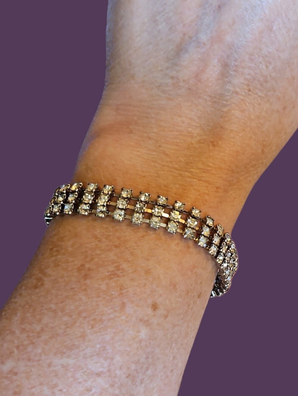 Vintage Sparkling Crystal Rhinestones Tennis Bracelet